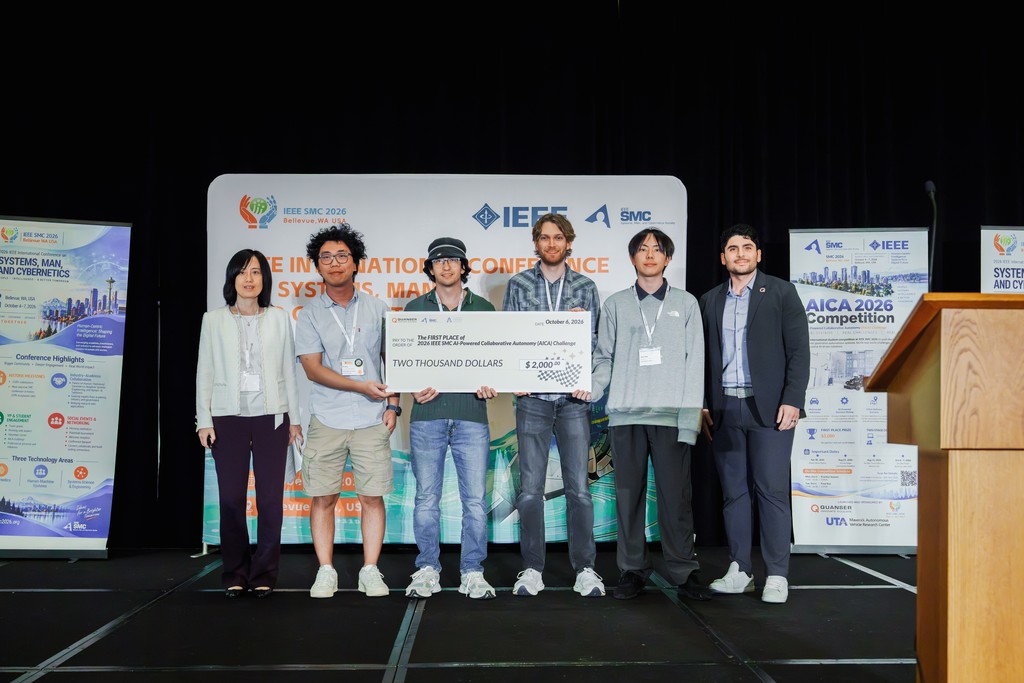 Team Aztecs, San Diego State University and Westview High School, receiving first place at the AICA Challenge 2026 On-Site Finals